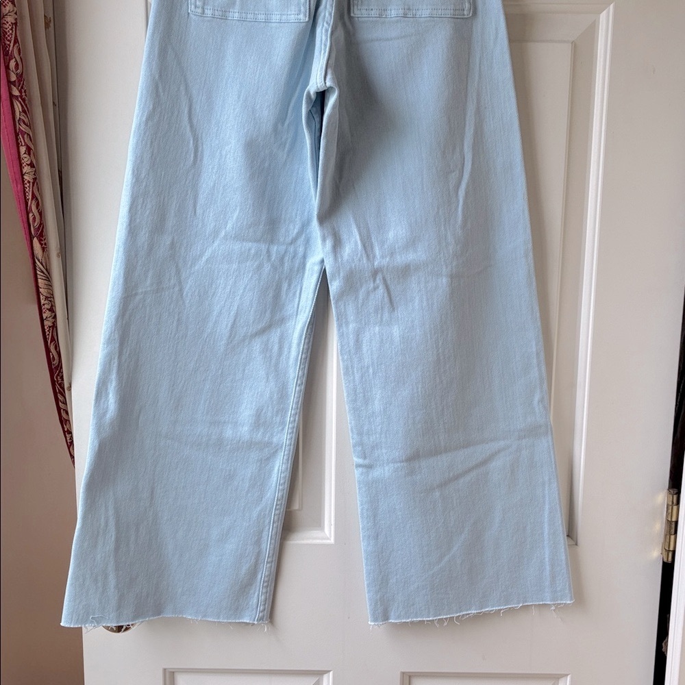 Miou Muse Straight Wide Leg Denim Pants Light Wash Blue Size S/4-6 NWOT - Picture 9 of 12